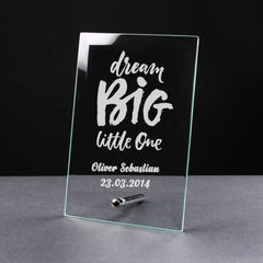 Personalised Dream Big Little One Baby Wishes Glass Plaque Gift - ukgiftstoreonline