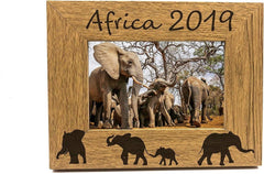 Personalised Elephant Design Engraved Wooden Photo Frame - ukgiftstoreonline
