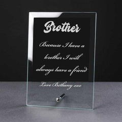 Personalised Engraved Glass Plaque Brother Gift - ukgiftstoreonline