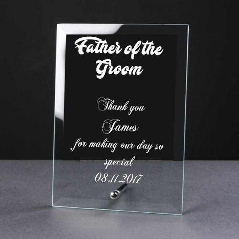 Personalised Engraved Glass Plaque Father Of The Groom Gift - ukgiftstoreonline