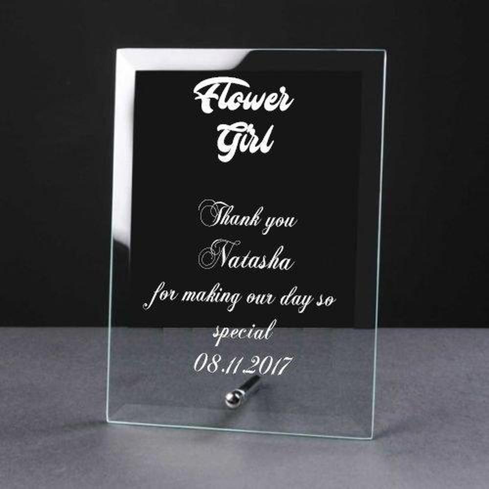 Personalised Engraved Glass Plaque Flower Girl Gift - ukgiftstoreonline