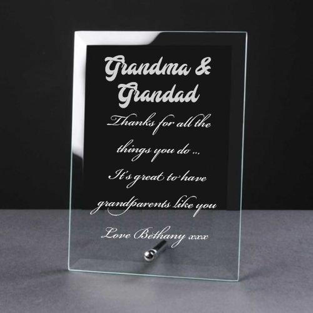 Personalised Engraved Glass Plaque Grandma and Grandad Gift - ukgiftstoreonline