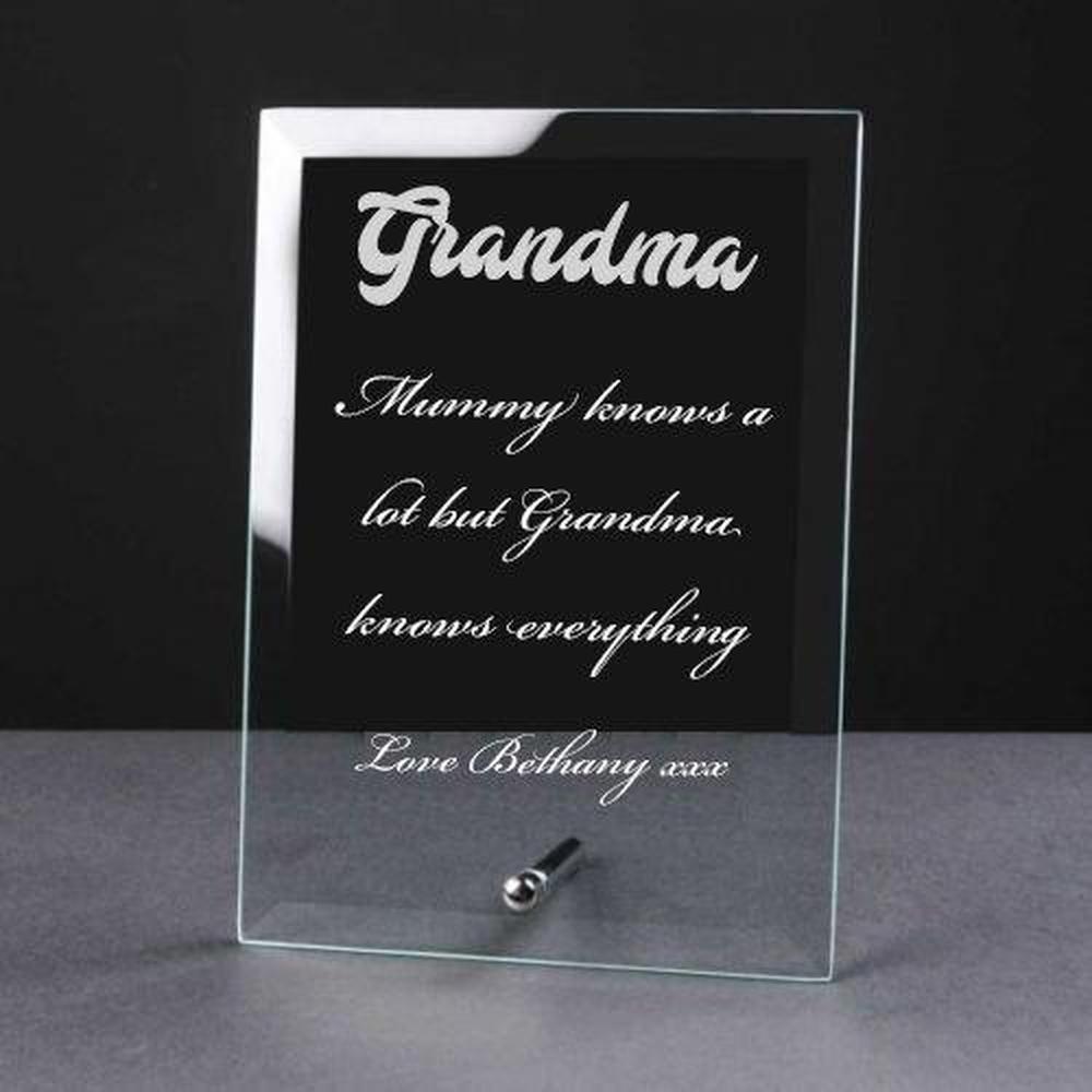 Personalised Engraved Glass Plaque Grandma Gift - ukgiftstoreonline