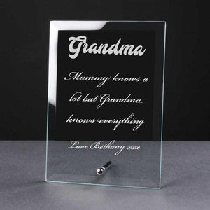 Personalised Engraved Glass Plaque Grandma Gift - ukgiftstoreonline