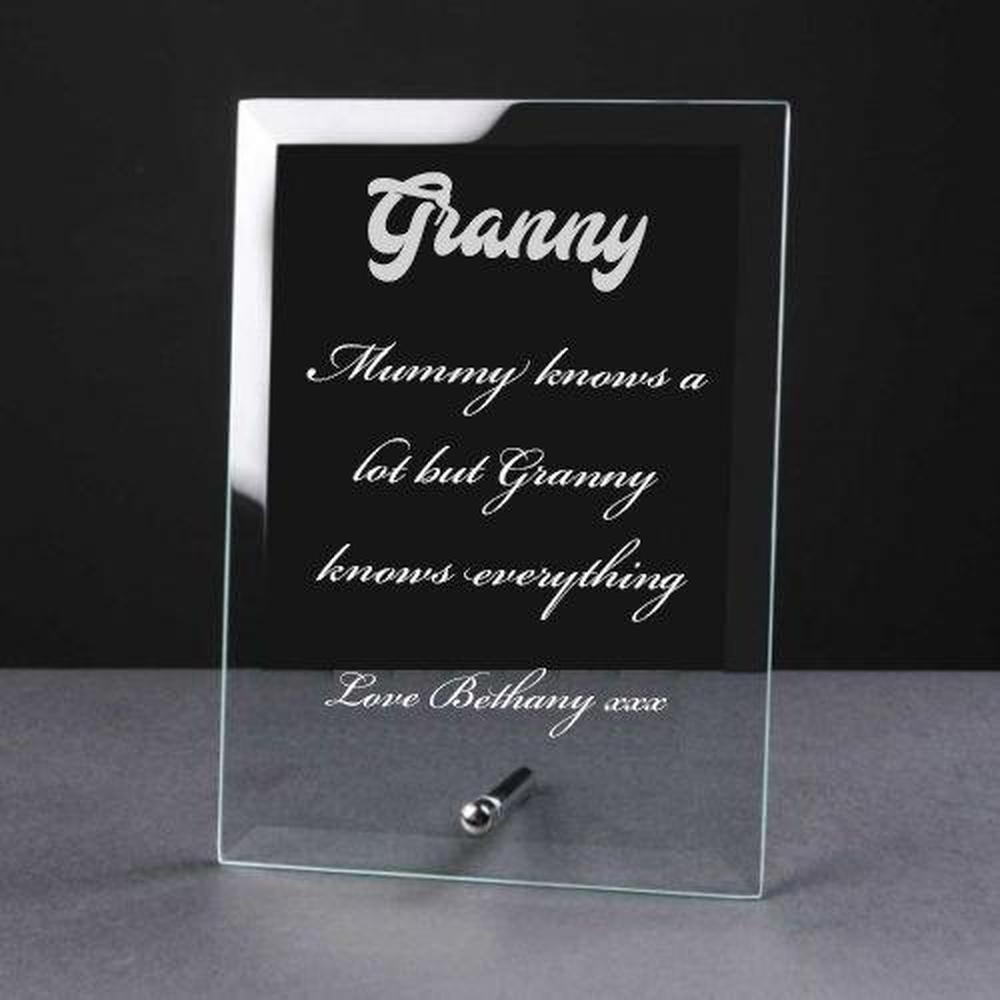 Personalised Engraved Glass Plaque Granny Gift - ukgiftstoreonline