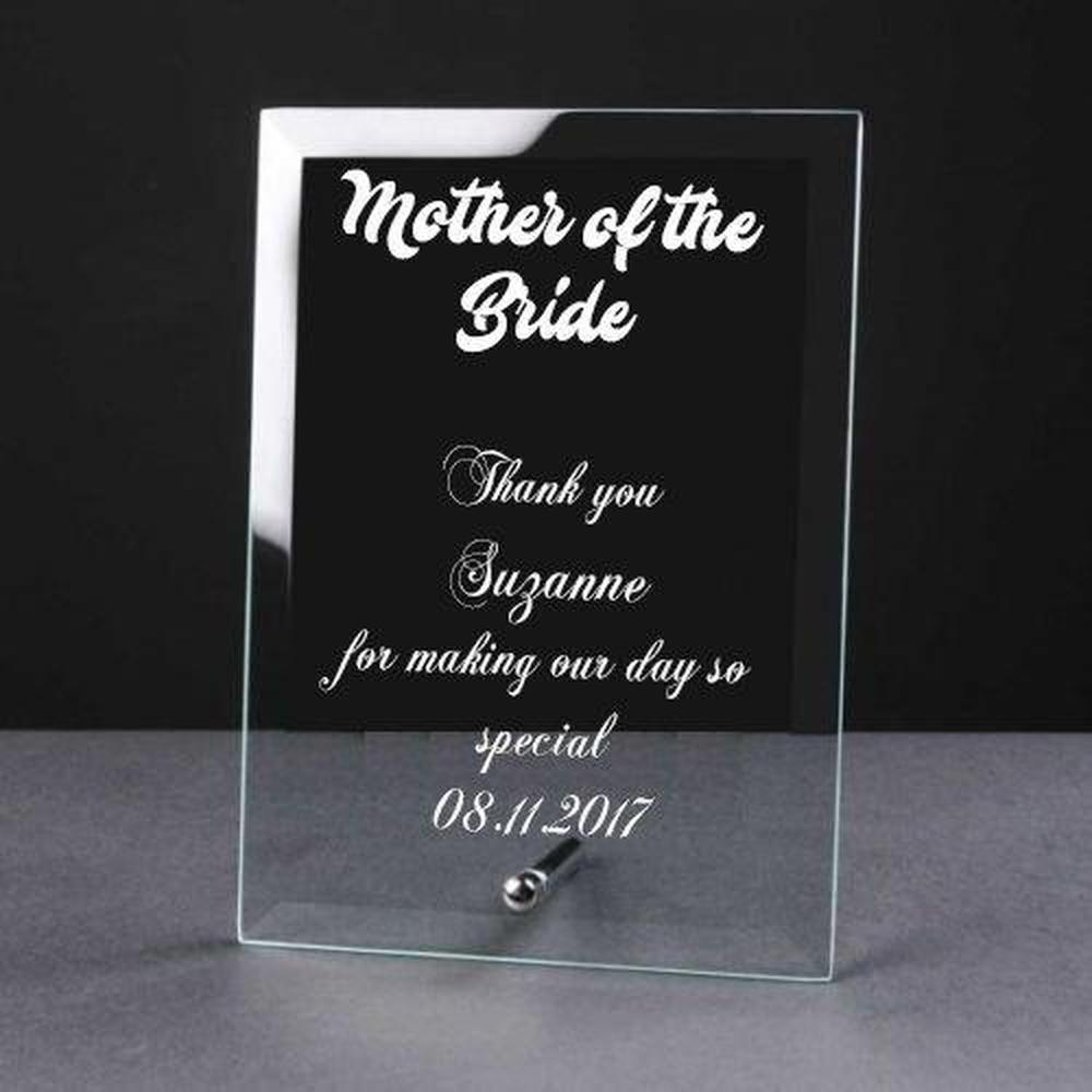Personalised Engraved Glass Plaque Mother Of The Bride Gift - ukgiftstoreonline