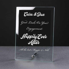 Personalised Engraved Happily Ever After Glass Plaque Engagement Gift - ukgiftstoreonline