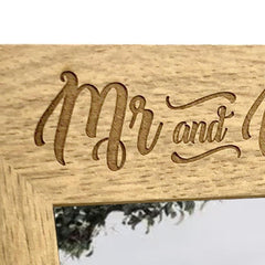 Personalised Engraved Mr and Mrs Wooden Photo Frame Wedding Gift - ukgiftstoreonline