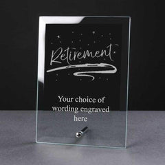 Personalised Engraved Retirement Glass Plaque Elegant Gift - ukgiftstoreonline