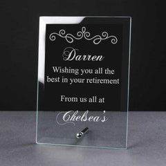 Personalised Engraved Retirement Glass Plaque Sentiment Gift - ukgiftstoreonline