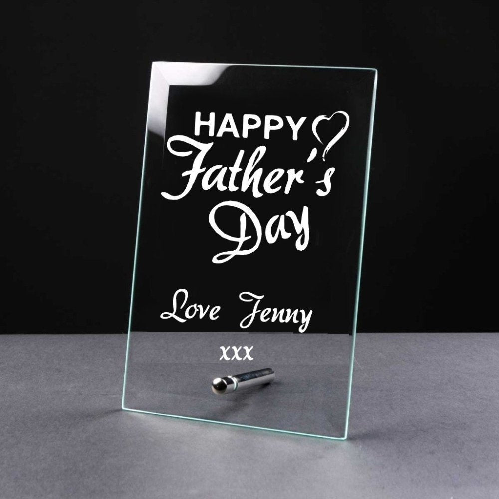 Personalised Fathers Day Gift Glass Plaque - ukgiftstoreonline