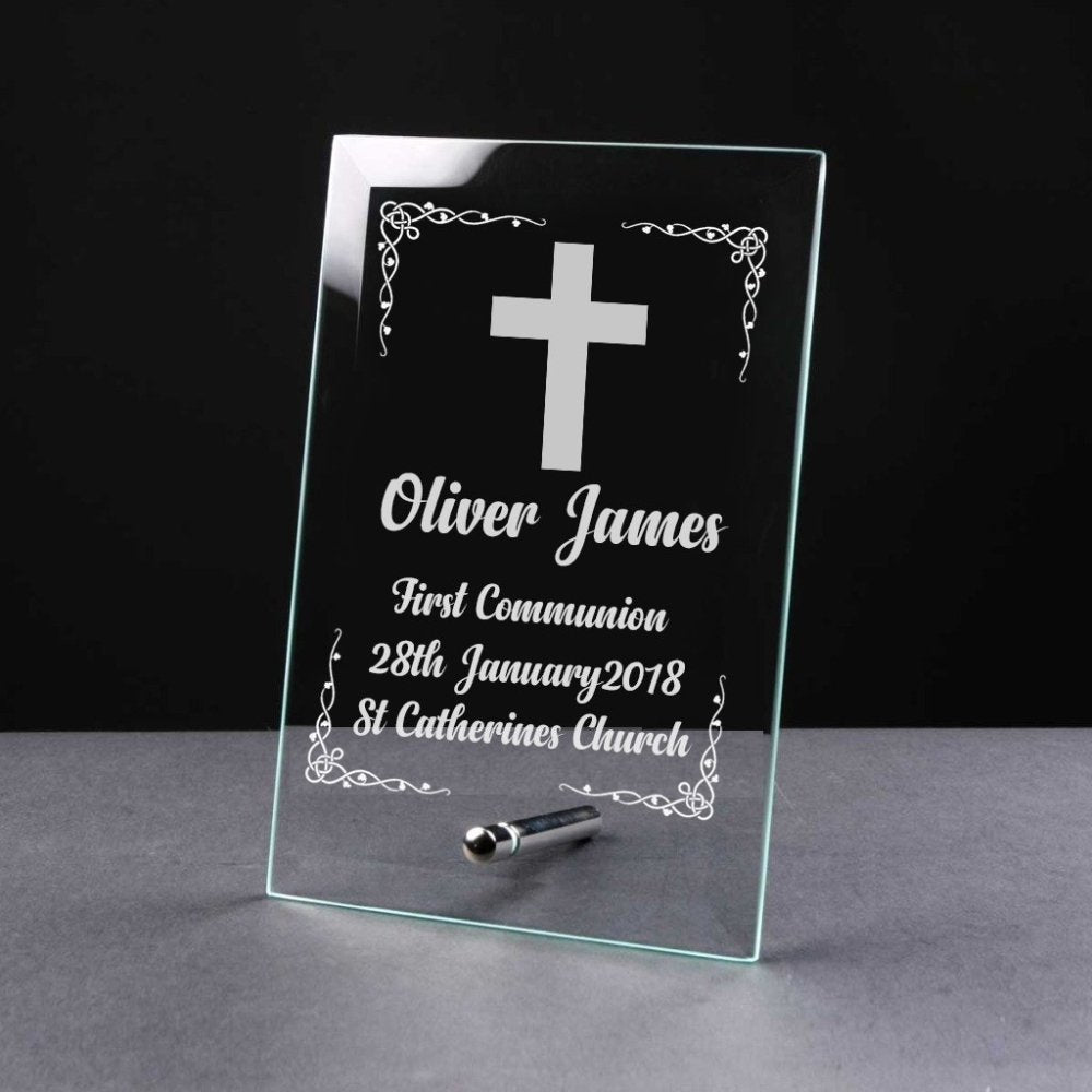Personalised First Communion Gift Keepsake Glass Plaque Gift - ukgiftstoreonline