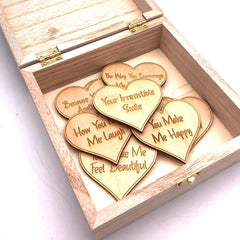 Personalised Gift for Him 10 Reasons why I Love You Wooden Box and Hearts - ukgiftstoreonline