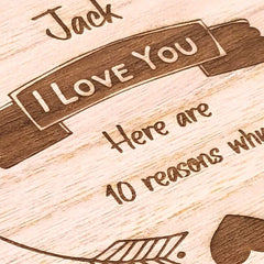Personalised Gift for Him 10 Reasons why I Love You Wooden Box and Hearts - ukgiftstoreonline