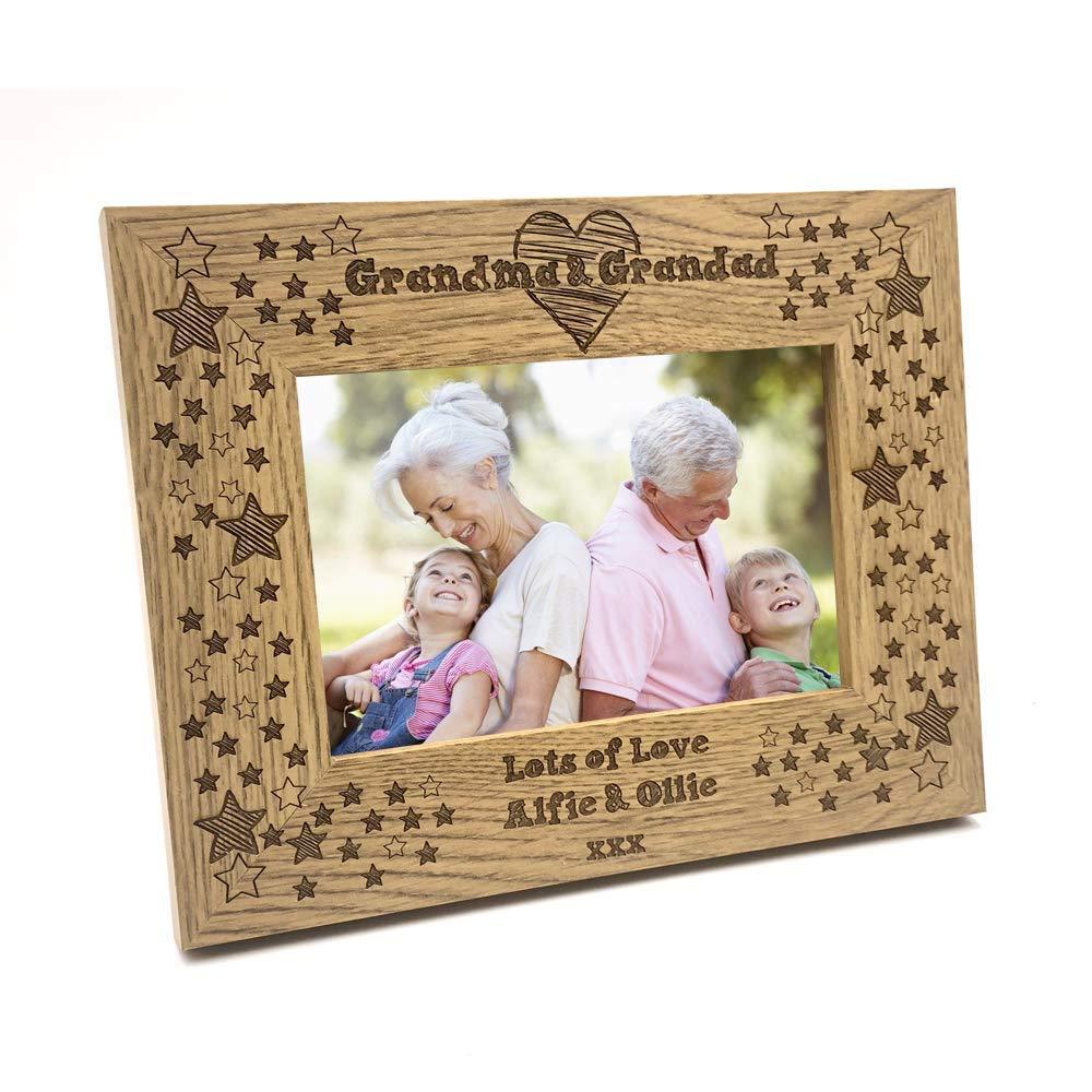 Personalised Grandma & Grandad Photo Frame Star and Heart Design - ukgiftstoreonline