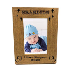 Personalised Grandson Portrait Wooden Photo Frame Gift - ukgiftstoreonline