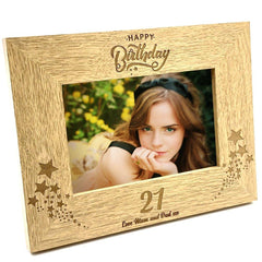 Personalised Happy Birthday Wooden Photo Frame Gift Any Age 1st, 13th, 16th, 18th, 21st, 30th, 40th, 50th, 60th, 70th, 80th, 90th etc - ukgiftstoreonline