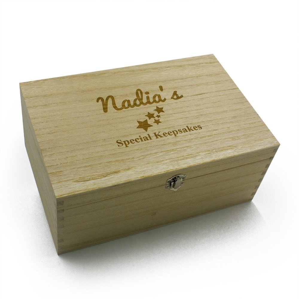 Personalised Large Baby wooden Memories Keepsake Box - ukgiftstoreonline