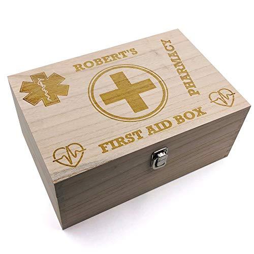 Personalised Large Medicine or First Aid Wooden Keepsake Box - ukgiftstoreonline