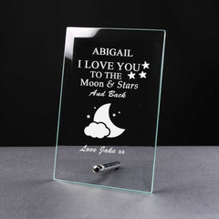 Personalised Love You To The Moon and Stars Keepsake Glass Plaque Gift - ukgiftstoreonline