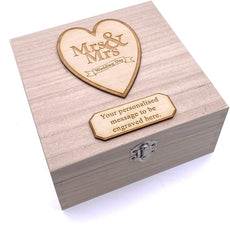 Personalised Mrs and Mrs Wooden Keepsake Memory Wedding Gift Box - ukgiftstoreonline