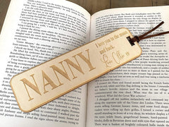 Personalised Nanny Gift Wooden Bookmark with Sentiment - ukgiftstoreonline
