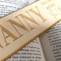 Personalised Nanny Gift Wooden Bookmark with Sentiment - ukgiftstoreonline