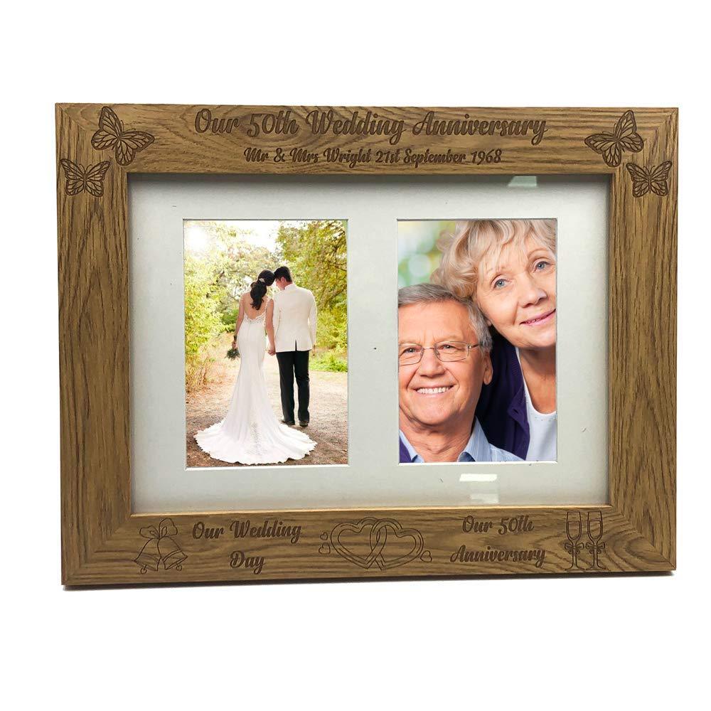 Personalised Our 50th Anniversary Double Wooden Photo Frame Gift - ukgiftstoreonline