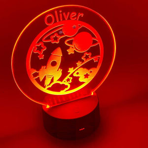 Personalised Rocket and Stars Night Lamp for Boys 7 Colour Changing - ukgiftstoreonline