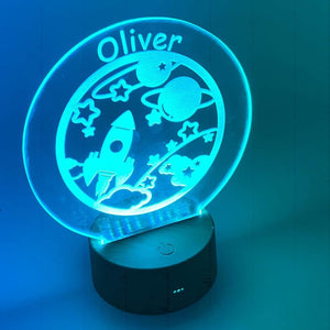 Personalised Rocket and Stars Night Lamp for Boys 7 Colour Changing - ukgiftstoreonline