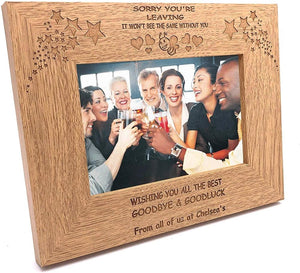 Personalised Sorry You're Leaving Work Colleague Wooden finish Photo Frame - ukgiftstoreonline