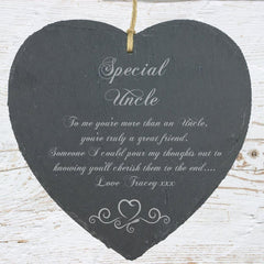 Personalised Uncle Gift Slate Plaque Heart Symbol - ukgiftstoreonline