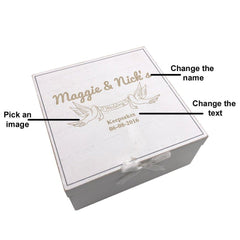 Personalised Vintage Style Wedding wooden Memories Keepsake Box - ukgiftstoreonline