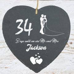 Personalised Wedding Countdown Slate Plaque Sign Engagement Gift - ukgiftstoreonline