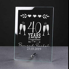 Personalised Wedding Glass Plaque 5th, 10th, 25th, 30th, 40th, 50th, 60th - ukgiftstoreonline
