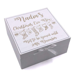 Personalised White Christmas Eve Wooden Keepsake Box - ukgiftstoreonline