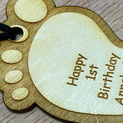 Personalised Wooden Baby Foot Design Birthday Gift Tag Baby Shower Gift - ukgiftstoreonline
