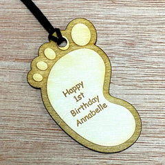 Personalised Wooden Baby Foot Design Birthday Gift Tag Baby Shower Gift - ukgiftstoreonline