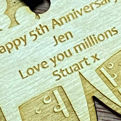 Personalised Wooden Double Champagne Glass Anniversary Gift Tag - ukgiftstoreonline