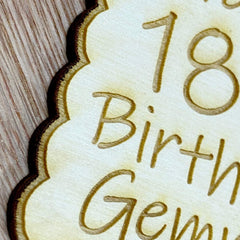 Personalised Wooden Engraved Birthday Gift Tag Any Age Name Fancy Tag Style, 13th, 16th, 18th, 21st, 30th, 40th, 50th, 60th - ukgiftstoreonline