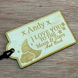 Personalised Wooden I Love You to The Moon Gift Tag - ukgiftstoreonline