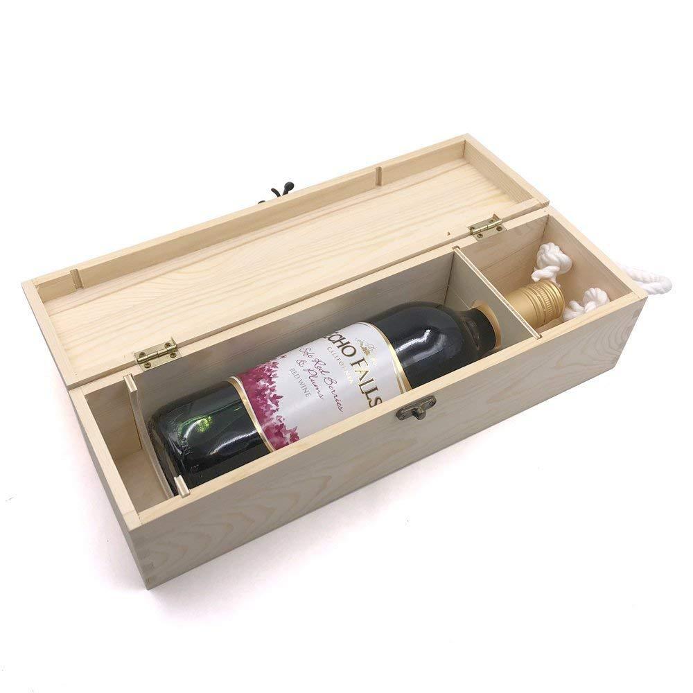 Personalised Wooden Wine Bottle Box, Engraved Thank you Gift - ukgiftstoreonline