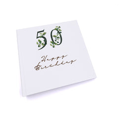 Personalised 50th Birthday Green Leaf Design Gift Photo Album