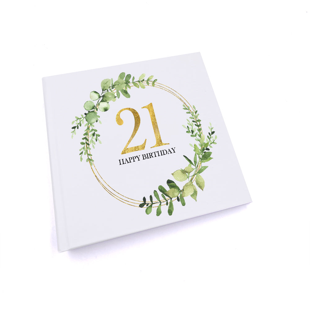 Personalised 21st Birthday Gift for her Photo Album Gold Wreath Design