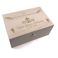Raised Words Confirmation Gift Boy's Personalised Large wooden Keepsake Box Gift - ukgiftstoreonline