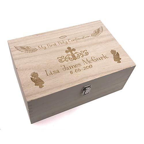 Raised Words Confirmation Gift Girl's Personalised Large wooden Keepsake Box Gift - ukgiftstoreonline