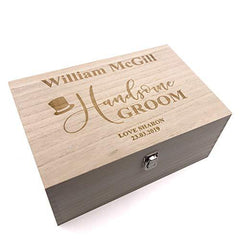 Raised Words Personalised Groom Gift Wooden Keepsake Box Engraved - ukgiftstoreonline