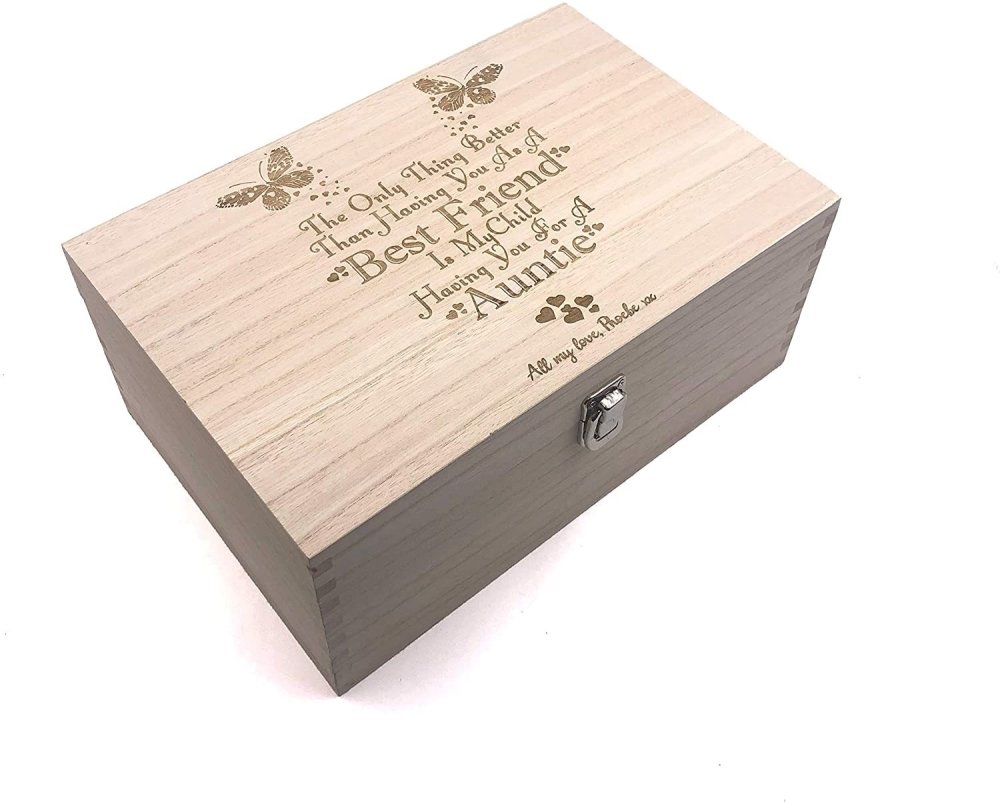 Raised Words Wooden Personalised Best Friend To Auntie Gift Box - ukgiftstoreonline