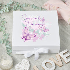 Personalised Special Nanny Pink & Purple Butterfly Gift Keepsake Memory Box