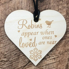 Robins Appear When Loved Ones Are Near Heart Wooden Plaque Gift - ukgiftstoreonline